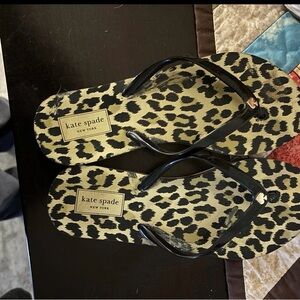 kate spade Leopard Print Sandals - Black and Tan